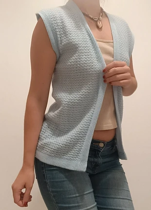 Gilet bleu ciel en maille sans manches vintage, marke: Vintage Dressing, zustand: Sehr gut, größe: M / 38 / 10, 8,00 €, 9,10 € inklusive Vinted-Käuferschutz