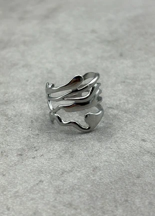 124. Bague argent ajustable, irrégulière en acier inoxydable style Vintage, Y2k, marque: CHROME, état: Très bon état, taille: Ajustable, 7,00 €, 8,05 € Protection acheteurs (Pro) incluse