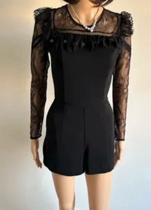 Salopette Noire Courte Dentelle Neuve XS – Morgan avec Manches Chic, merk: Morgan, staat: Nieuw zonder prijskaartje, maat: XS / 34 / 6, € 35,00, € 37,45 inclusief Kopersbescherming