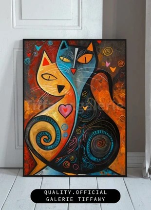 Affiche – Poster A3 Chats abstraits colorés art moderne, merk: Tendance, staat: Heel goed, € 10,00, € 11,20 inclusief Kopersbescherming Pro