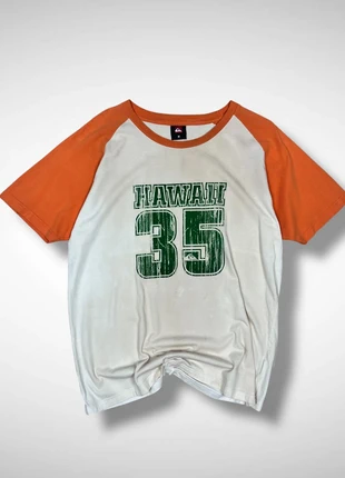 T-shirt Quiksilver Imprimé Graphique Crème Orange Vintage Surfwear - Taille M Unisexe, merk: Vintage Dressing, staat: Heel goed, maat: M, € 14,00, € 15,40 inclusief Kopersbescherming