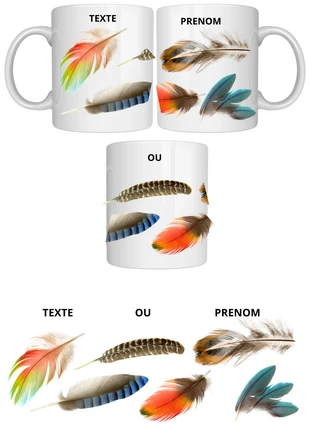 mug personnalisé plumes, brand: Fait Main, condition: New without tags, €12.00, €13.30 includes Buyer Protection Pro