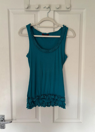 Vintage Miss Selfridge Turquoise Lace Trim Cami Vest – Fairycore/Y2K Style – Size 14, brand: Miss Selfridge, condition: Very good, size: XL / 14, £4.50, £5.43 includes Buyer Protection