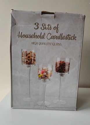 Lot de 3 Photophores Bougeoirs en Verre sur Pied – Déco & Présentation – Neuf, état: Neuf avec étiquette, 22,00 €, 23,80 € Protection acheteurs incluse