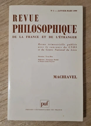 Revue philosophique ; N°1; Machiavel, staat: Heel goed, € 6,99, € 8,04 inclusief Kopersbescherming