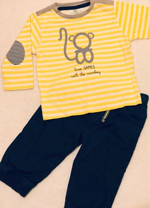 Ensemble tenue t-shirt jaune manches longues pantalon monkey bébé garçon taille 12 mois Obaïbi, marque: Obaïbi, état: Très bon état, taille: 9-12 mois / 74 cm, 7,00 €, 8,05 € Protection acheteurs incluse