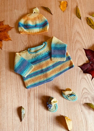 Handgebreid setje maat 50/56, merk: Hand Knitted, staat: Heel goed, maat: Tot 1 maand / 50 cm, € 16,95, € 18,50 inclusief Kopersbescherming