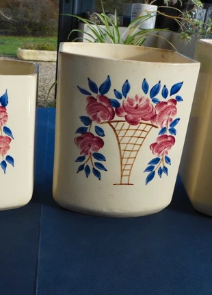 lot de 4 pots alimentaires faïence de Montereau, marque: creil, état: Satisfaisant, 10,00 €, 11,20 € Protection acheteurs incluse