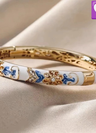 Bracelet style porcelaine blanc & doré royal 💠, marke: Vintage Dressing, zustand: Sehr gut, 29,99 €, 32,19 € beinhaltet Vinted-Käuferschutz Pro