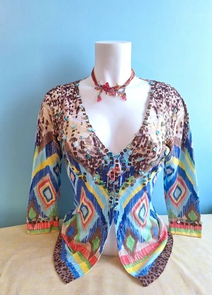 Veste blouse multicolore pierre et sequin taille 36, merk: y2k, staat: Heel goed, maat: S / 36 / 8, € 12,00, € 13,30 inclusief Kopersbescherming