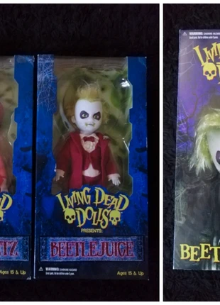Lot living dead dolls Beetlejuice neuves, marca: Mezco, estado: Novo com etiquetas, tamanho: Prematuro, até 44 cm, €675.00, €709.45 inclui Proteção do Comprador