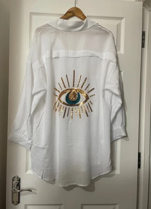 Cotton Oversized Handmade sequin embroidery Eye shirt, XXL, brand: lil kisa, condition: New with tags, size: XXL / 16, £16.00, £17.50 includes Buyer Protection Pro