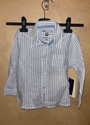 Camicia a righe di lino e cotone vintage, marke: Mayoral, zustand: Neu, mit Etikett, größe: 24–36 Monate / 92, 15,00 €, 16,45 € inklusive Vinted-Käuferschutz