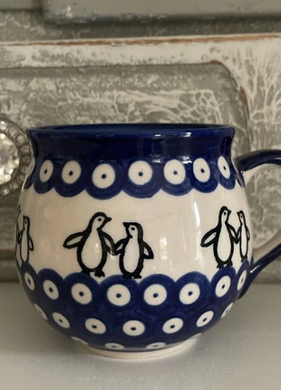 Bolesławiec uroczy kubek z pingwinkiem 300 ml, merk: BOLESLAWIEC, staat: Nieuw zonder prijskaartje, € 22,00, € 23,80 inclusief Kopersbescherming