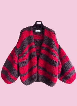 Gestreepte mohair cardigan rood bruin, marque: maison Osé, état: Neuf sans étiquette, taille: M / 38 / 10, 225,00 €, 236,95 € Protection acheteurs incluse