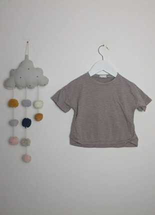 Baby & Kleinkinder T-Shirt | Streifen | Zara | 80 | Greige & Korallenrot, brand: Zara, condizioni: Buone, taglia: 12-18 mesi / 80 cm, €1.20, €1.96 include la Protezione acquisti