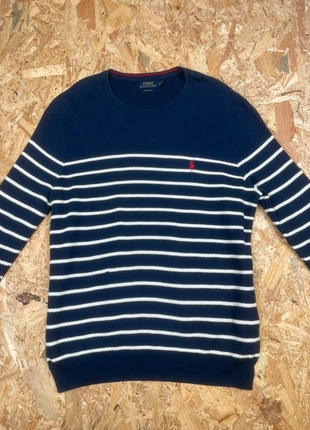 Sweat Ralph Lauren Bleu Rayé Col Rond, merk: Polo Ralph Lauren, staat: Heel goed, maat: L, € 49,99, € 53,19 inclusief Kopersbescherming Pro