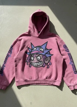 Sweat à capuche rose imprimé, style streetwear animé, brand: Void District, condition: Very good, size: M, €49.90, €53.10 includes Buyer Protection