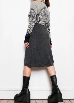 Gray knitted skirt | Jupe grise en maille, marque: Vintage, état: Très bon état, taille: S / 36 / 8, 6,00 €, 7,00 € Protection acheteurs (Pro) incluse