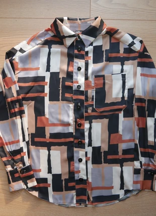 Chemise en soie Vintage à motif 80's - Femme 38, marca: Vintage Dressing, estado: Muito bom, tamanho: M / 38 / 10, €10.00, €11.20 inclui Proteção do Comprador