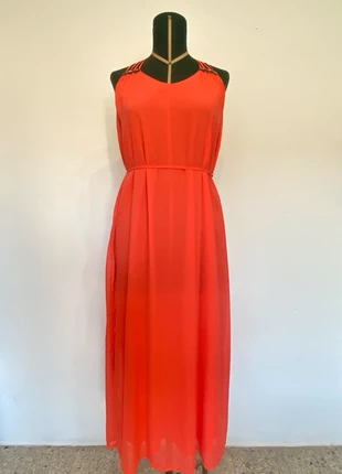 Abito lungo corallo scollo all’ americana Vila Clothes tg L, marque: Vila, état: Très bon état, taille: L / 40 / 12, 12,00 €, 13,30 € Protection acheteurs incluse