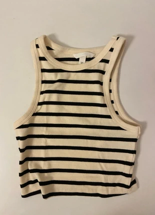 Top às riscas preto e bege, marque: H&M, état: Très bon état, taille: S / 36 / 8, 1,50 €, 2,28 € Protection acheteurs incluse