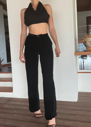 Armani Black Velvet Pants | Tailored Luxury | Size S, état: Neuf sans étiquette, taille: S / 36 / 8, 120,00 €, 126,70 € Protection acheteurs incluse