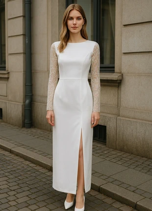 Robe de mariée fourreau en satin duchesse – Chic & raffinée, marca: Anaïs Ricard, estado: Novo sem etiquetas, tamanho: M / 38 / 10, €890.00, €935.20 inclui Proteção do Comprador