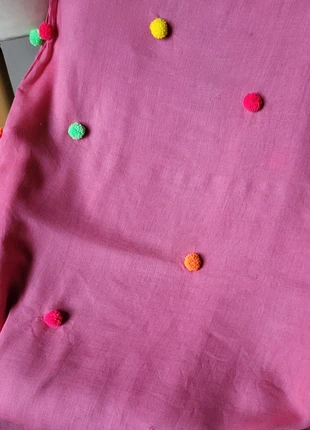 Large pink with multicoloured pompoms scarf, brand: Source Unknown, condition: New without tags, €3.00, €3.85 includes Buyer Protection