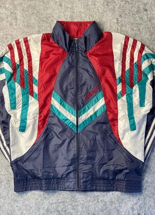 Veste coupe vent Adidas Vintage 90s multicolore logo brodé rouge - M, brand: adidas, condition: Very good, size: M, €34.90, €37.35 includes Buyer Protection