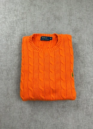 Pull Ralph Lauren torsadée | Taille XL homme | orange logo vert, merk: Ralph Lauren, staat: Heel goed, maat: XL, € 55,00, € 58,45 inclusief Kopersbescherming Pro