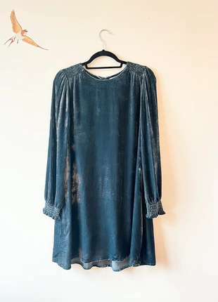 Robe Sézane en velours bleu grisé – Taille S, merk: Sézane, staat: Heel goed, maat: S / 36 / 8, € 59,00, € 62,65 inclusief Kopersbescherming