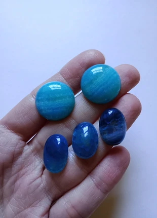 Lote 5x Cabochão Ágata azul, marca: lithotherapie, estado: Novo sem etiquetas, €6.00, €7.00 inclui Proteção do Comprador