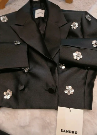 Veste blazer/tailleur/Boléro Sandro taille 36 Sequins fleurs métalliques costard #Elvis#Claraluciani, merk: Sandro, staat: Nieuw met prijskaartje, maat: S / 36 / 8, € 300,00, € 315,70 inclusief Kopersbescherming