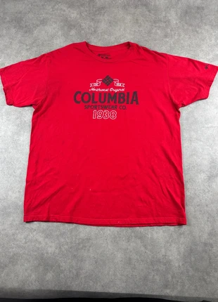 T-shirt Columbia rouge taille XL homme manches courtes imprimé ras du cou - TEE0364, marque: Columbia, état: Bon état, taille: XL, 1,00 €, 1,75 € Protection acheteurs (Pro) incluse