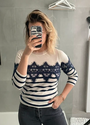 Pull marinière avec dentelle jésiré taille s, merk: Jesire, staat: Heel goed, maat: S / 36 / 8, € 18,00, € 19,60 inclusief Kopersbescherming