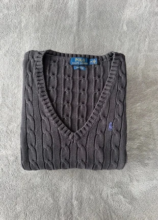 Pull torsadé Ralph Lauren uni noir logo brodé violet L, marque: Ralph Lauren, état: Très bon état, taille: L / 40 / 12, 39,90 €, 42,60 € Protection acheteurs incluse