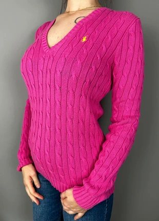 pull Ralph Lauren Sport torsadé rose fuchsia logo brodé - taille M femme - coton TRL 26, marque: Ralph Lauren, état: Très bon état, taille: M / 38 / 10, 50,00 €, 53,20 € Protection acheteurs (Pro) incluse