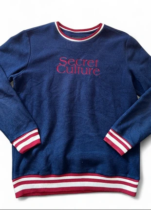 Sweat Secret Culture bleu marine – Style vintage sportswear – Taille L, marque: Pull & Bear, état: Bon état, taille: L, 5,00 €, 5,95 € Protection acheteurs incluse
