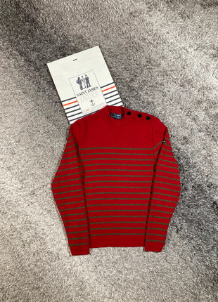 Pull Marin à boutons marinière en laine Saint-James rouge et vert made in France - taille S, brand: Saint James, condition: Very good, size: S / 36 / 8, 59.90 €, 63.60 € includes Buyer Protection