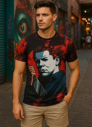 Halloween Michael Myers Horror T-Shirt 3D | Taglia M Unisex, état: Neuf avec étiquette, taille: M, 12,00 €, 13,30 € Protection acheteurs incluse