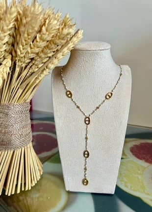 Collier Y perles blanches et billes, marca: Tendance, estado: Muito bom, €15.00, €16.45 inclui Proteção do Comprador Pro