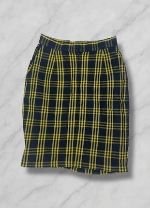 Jupe courte Cacharel à carreaux jaune bleu - Taille XS / Z027, merk: Cacharel, staat: Heel goed, maat: XS / 34 / 6, € 3,50, € 4,38 inclusief Kopersbescherming Pro