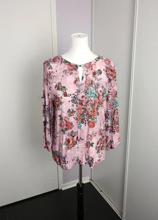 Blouse Armand Thiery fleurie rose 100% viscose à col fente – taille 5, brand: Armand Thiery, condition: Very good, size: XXL / 44 / 16, €10.00, €11.20 includes Buyer Protection