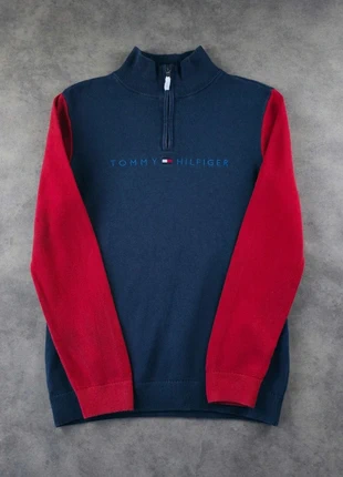 Pull Half Zip 1/4 Zip Col Camionneur Tommy Hilfiger Rouge et Bleu Marine Logo Brodé | Taille S, marca: Tommy Hilfiger, estado: Muy bueno, tamaño: S / 36 / 8, 20,00 €, 21,70 € Protección al comprador Pro incluida