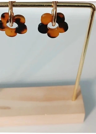 Boucles créoles dorées résine fleurs écaille rétro vintage tendance, marque: Tendance, état: Très bon état, 4,05 €, 4,95 € Protection acheteurs (Pro) incluse