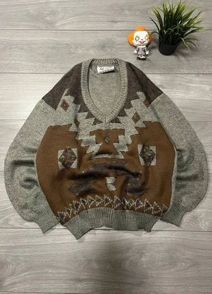 Maglione Vintage New Line Geometrico 80s Wool Blend Pullover, marke: Vintage Dressing, zustand: Sehr gut, größe: L, 21,00 €, 22,75 € inklusive Vinted-Käuferschutz