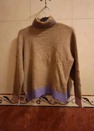 Maglione marrone donna a collo alto con maniche rosa e vita viola, marke: Tone of Voice, zustand: Sehr gut, größe: Einheitsgröße, 7,50 €, 8,58 € inklusive Vinted-Käuferschutz