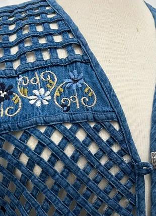 Vintage Y2K Boho Denim Chambray Embroidered Waistcoat Size S-M, brand: Vintage, condition: Very good, size: M / 10, £35.00, £37.45 includes Buyer Protection Pro