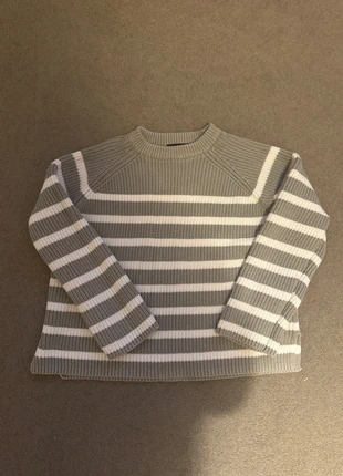 Marks & Spencer Grey & White Striped Knit Jumper, brand: Marks & Spencer, condition: Good, size: XXL / 16, £5.00, £5.95 includes Buyer Protection